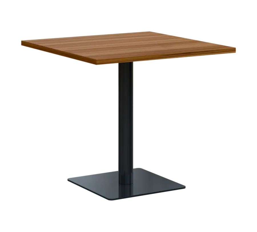 SQT 450 - 3 stůl hranlatý, deska 800x800 mm, síla 25 mm, trubková noha černá, ořech světlý